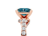 Rose gold Princess Cut Blue Topaz Solitaire Ring with Crossover Gallery and Round  Pavé Band_17