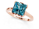 Rose gold Princess Cut Blue Topaz Solitaire Ring with Flower Prong Setting and Classic Band_13