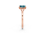Rose gold Princess Cut Blue Topaz Solitaire Ring with Flower Prong Setting and Classic Band_14