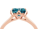 Rose gold Princess Cut Blue Topaz Solitaire Ring with Flower Prong Setting and Classic Band_16