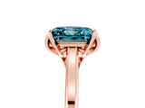 Rose gold Princess Cut Blue Topaz Solitaire Ring with Flower Prong Setting and Classic Band_17