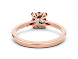 Rose gold Princess Cut Blue Topaz Solitaire Ring with Flower Prong Setting and Classic Band_36