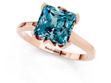Rose gold Princess Cut Blue Topaz Solitaire Ring with Flower Prong Setting and Classic Band_37