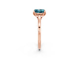 Rose gold Princess Cut Blue Topaz Solitaire Ring with Flower Prong Setting and Classic Band_38