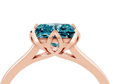 Rose gold Princess Cut Blue Topaz Solitaire Ring with Flower Prong Setting and Classic Band_40