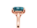 Rose gold Princess Cut Blue Topaz Solitaire Ring with Flower Prong Setting and Classic Band_41