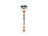 Rose gold Princess Cut Blue Topaz Solitaire Ring with Pavé Accents and Four-Prong Setting_2