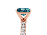 Rose gold Princess Cut Blue Topaz Solitaire Ring with Pavé Accents and Four-Prong Setting_5
