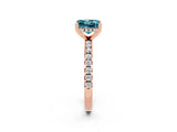 Rose gold Princess Cut Blue Topaz Solitaire Ring with Pavé Band and Four-Prong Setting_38