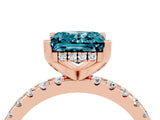 Rose gold Princess Cut Blue Topaz Solitaire Ring with Pavé Band and Four-Prong Setting_40