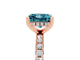 Rose gold Princess Cut Blue Topaz Solitaire Ring with Pavé Band and Four-Prong Setting_41
