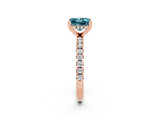Rose gold Princess Cut Blue Topaz Solitaire Ring with Round  Pavé Band and Four-Prong Setting_46