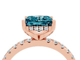 Rose gold Princess Cut Blue Topaz Solitaire Ring with Round  Pavé Band and Four-Prong Setting_48