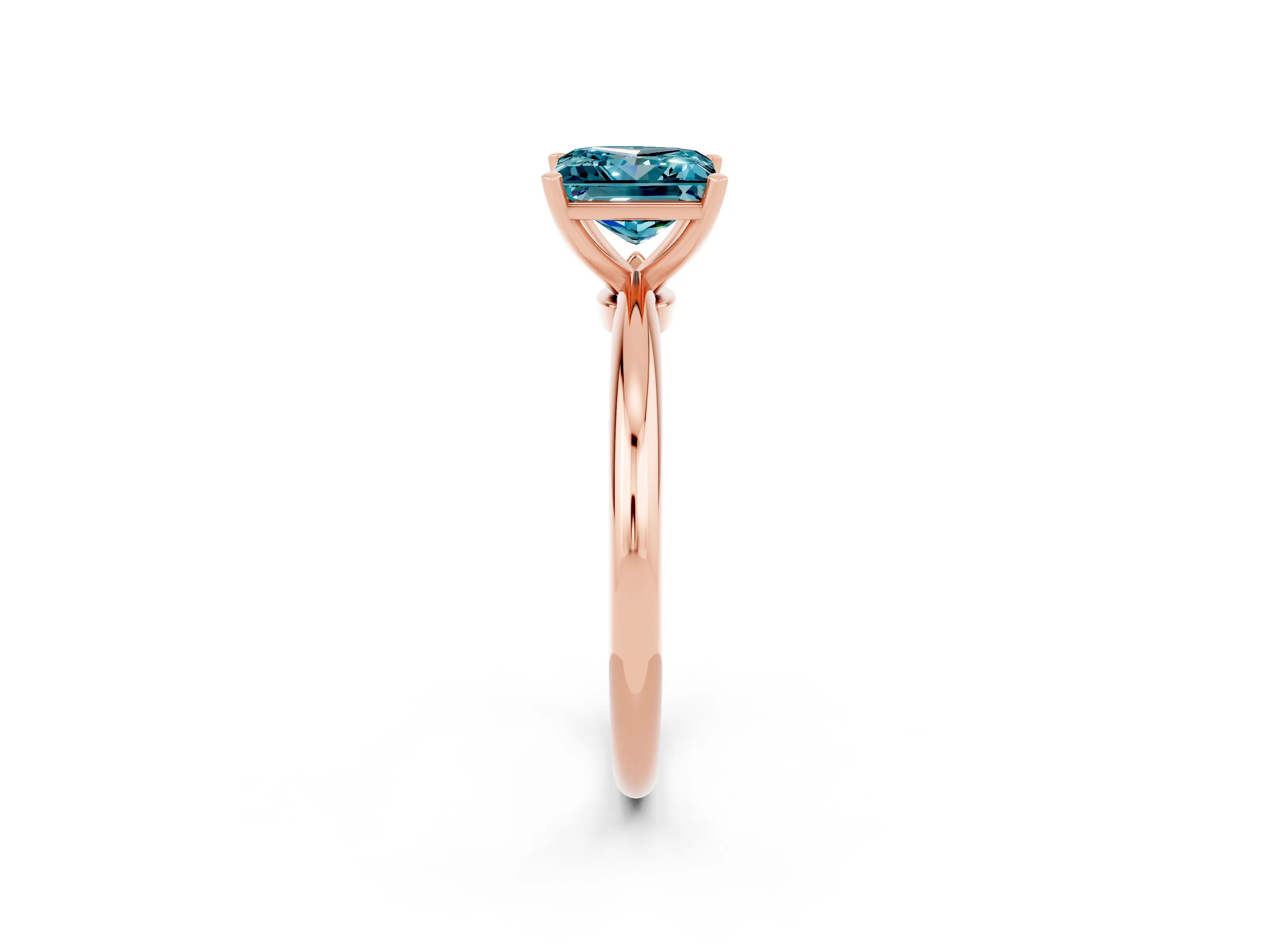 Rose gold Princess Cut Blue Topaz Solitaire Ring with Six-Prong Setting and Classic Band_2