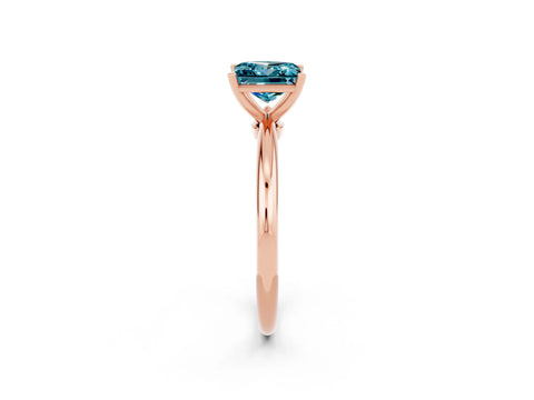 Rose gold Princess Cut Blue Topaz Solitaire Ring with Six-Prong Setting and Classic Band_2