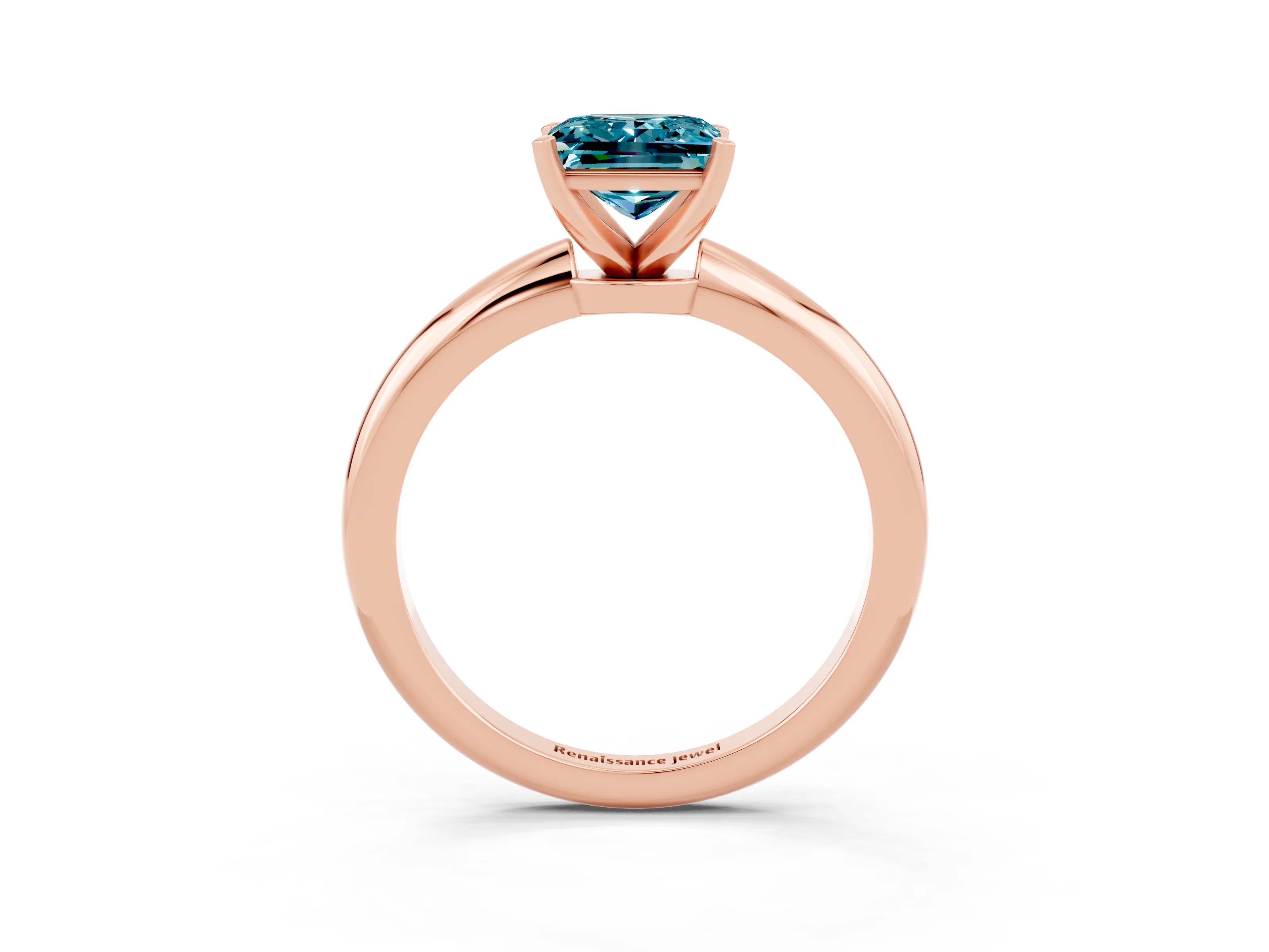 Rose gold Princess Cut Blue Topaz Solitaire Ring with Six-Prong Setting and Classic Band_3