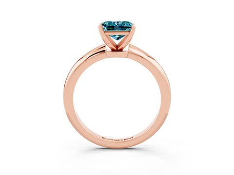 Rose gold Princess Cut Blue Topaz Solitaire Ring with Six-Prong Setting and Classic Band_3