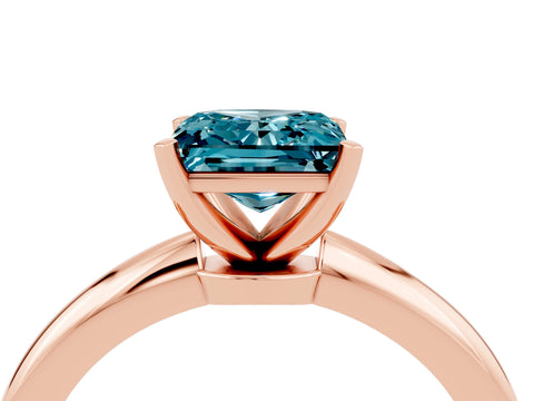 Rose gold Princess Cut Blue Topaz Solitaire Ring with Six-Prong Setting and Classic Band_4