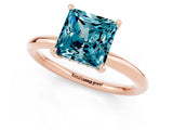 Rose gold Princess Cut Blue Topaz Solitaire Ring with Thin Band and Four-Prong Setting_1