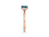 Rose gold Princess Cut Blue Topaz Solitaire Ring with Thin Band and Four-Prong Setting_2