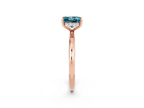 Rose gold Princess Cut Blue Topaz Solitaire Ring with Thin Band and Four-Prong Setting_2