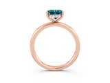 Rose gold Princess Cut Blue Topaz Solitaire Ring with Thin Band and Four-Prong Setting_3