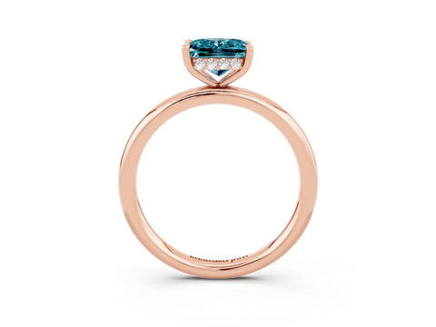 Rose gold Princess Cut Blue Topaz Solitaire Ring with Thin Band and Four-Prong Setting_3