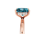 Rose gold Princess Cut Blue Topaz Solitaire Ring with Thin Band and Four-Prong Setting_5