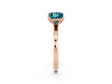 Rose gold Princess Cut Blue Topaz Solitaire Ring with Thin Band and Prong Setting_14