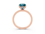 Rose gold Princess Cut Blue Topaz Solitaire Ring with Thin Band and Prong Setting_15