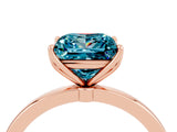 Rose gold Princess Cut Blue Topaz Solitaire Ring with Thin Band and Prong Setting_16