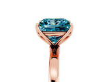 Rose gold Princess Cut Blue Topaz Solitaire Ring with Thin Band and Prong Setting_17
