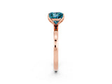 Rose gold Princess Cut Blue Topaz Solitaire Ring with Thin Band and Prong Setting_26
