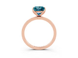 Rose gold Princess Cut Blue Topaz Solitaire Ring with Thin Band and Prong Setting_27
