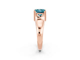 Rose gold Princess Cut Blue Topaz Solitaire Ring with Wide Band and Prong Setting_2