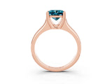 Rose gold Princess Cut Blue Topaz Solitaire Ring with Wide Band and Prong Setting_3