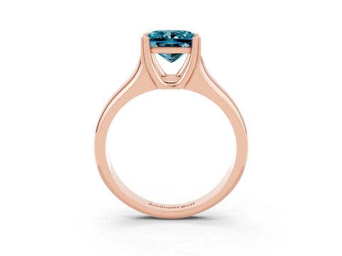 Rose gold Princess Cut Blue Topaz Solitaire Ring with Wide Band and Prong Setting_3