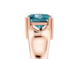 Rose gold Princess Cut Blue Topaz Solitaire Ring with Wide Band and Prong Setting_5