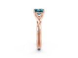 Rose gold Princess Cut Blue Topaz Solitaire Twist Band Prong Setting Ring_62
