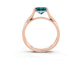 Rose gold Princess Cut Blue Topaz Solitaire Twist Band Prong Setting Ring_63