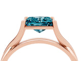 Rose gold Princess Cut Blue Topaz Solitaire Twist Band Prong Setting Ring_64