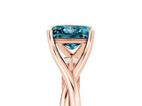 Rose gold Princess Cut Blue Topaz Solitaire Twist Band Prong Setting Ring_65