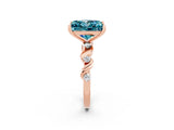 Rose gold Princess Cut Blue Topaz Solitaire Twisted Band with Round  Accents and Prong Setting_14