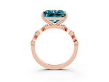 Rose gold Princess Cut Blue Topaz Solitaire Twisted Band with Round  Accents and Prong Setting_15