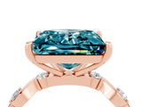 Rose gold Princess Cut Blue Topaz Solitaire Twisted Band with Round  Accents and Prong Setting_16