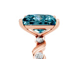 Rose gold Princess Cut Blue Topaz Solitaire Twisted Band with Round  Accents and Prong Setting_17