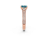 Rose gold Princess Cut Blue Topaz Split Shank Engagement Ring with Pavé Band_2
