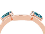 Rose gold Princess Cut Blue Topaz Two-Stone Open Band Ring with Four-Prong Setting_10