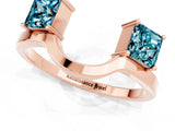 Rose gold Princess Cut Blue Topaz Two-Stone Open Band Ring with Four-Prong Setting_7