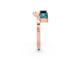 Rose gold Princess Cut Blue Topaz Two-Stone Open Band Ring with Four-Prong Setting_8